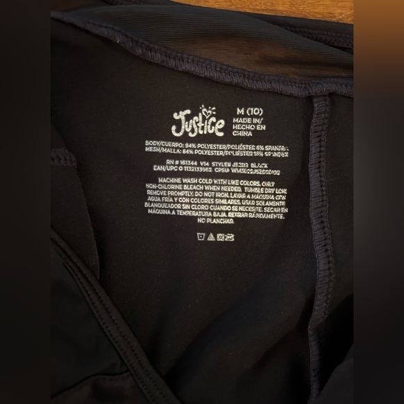 Justice black bodysuit with rhinestones. Sz 10 - Picture 5 of 7